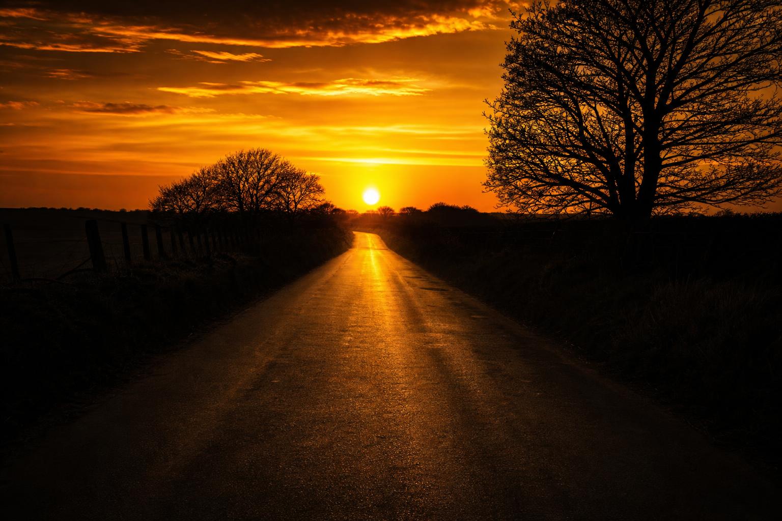 Open country road at golden hour
